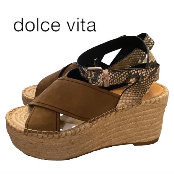 NEW Dolce Vita Carsie Nubuck Leather Espadrille Platform Women's Sandals 8.5 - Picture 1 of 5